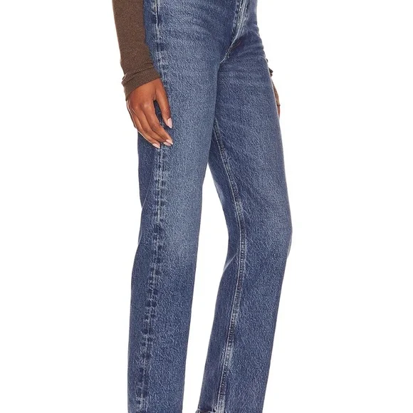 Agolde Classic Blue Straight Leg Jeans - Picture 3 of 5
